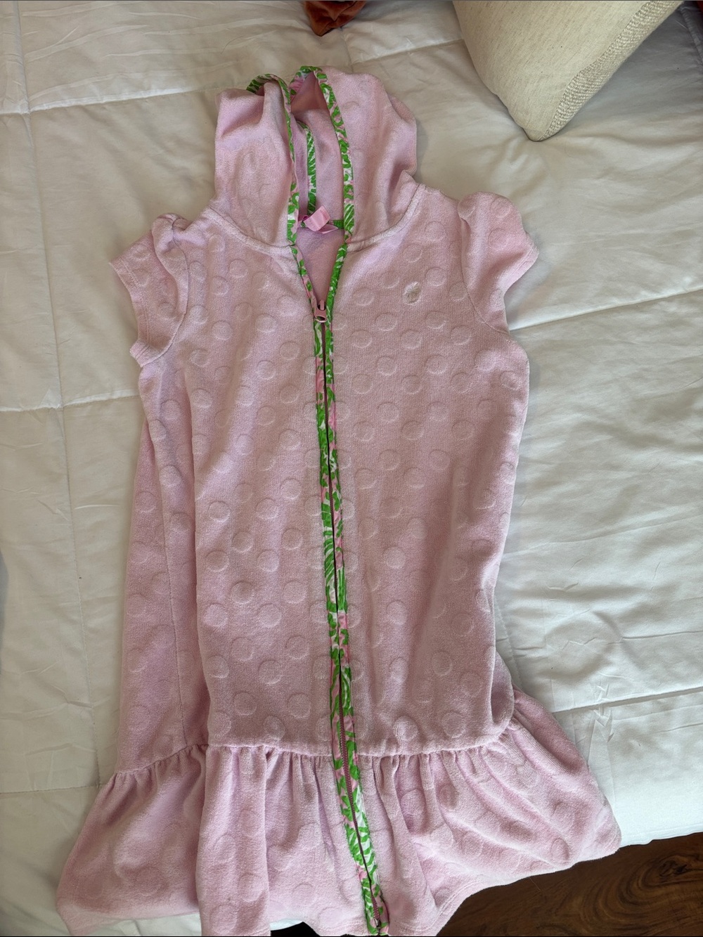 Lilly Pulitzer Pink Hooded Ruffle Polka Dot Cover Up